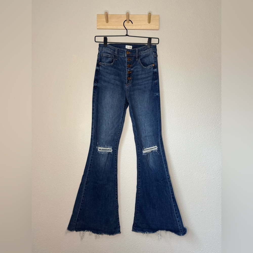 Sneak Peek High Rise Button Fly Flare Jeans